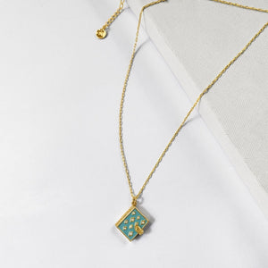 Stardust Book Locket (Aquamarine) - Gold